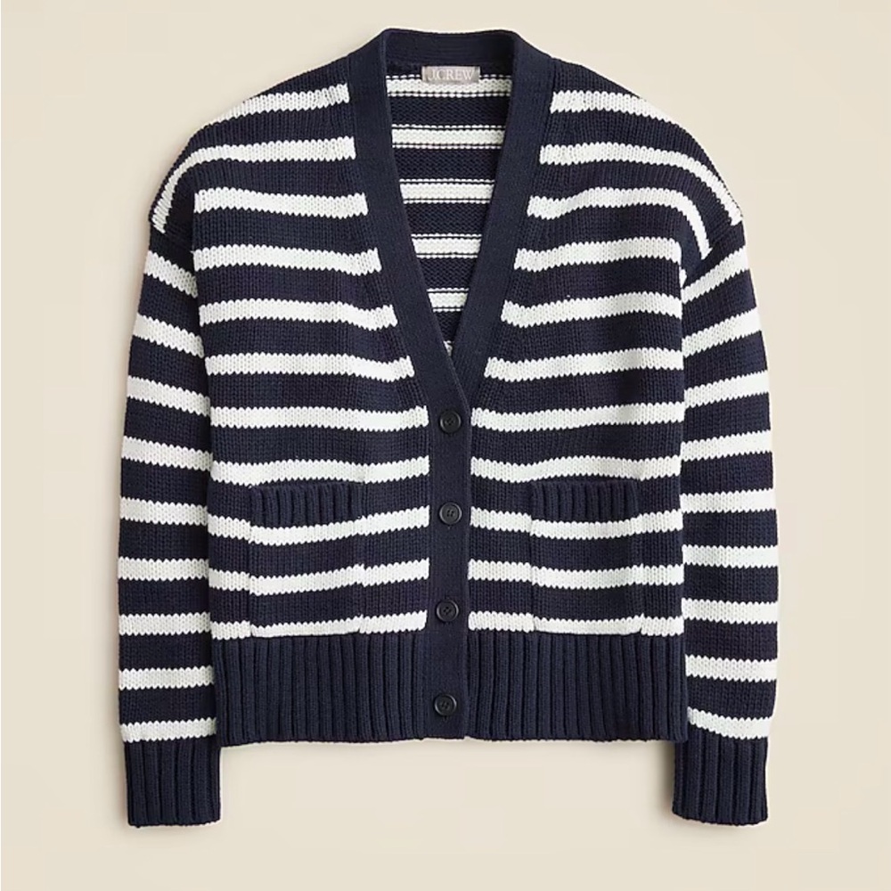 J.Crew Heritage cotton relaxed cardigan in stripe